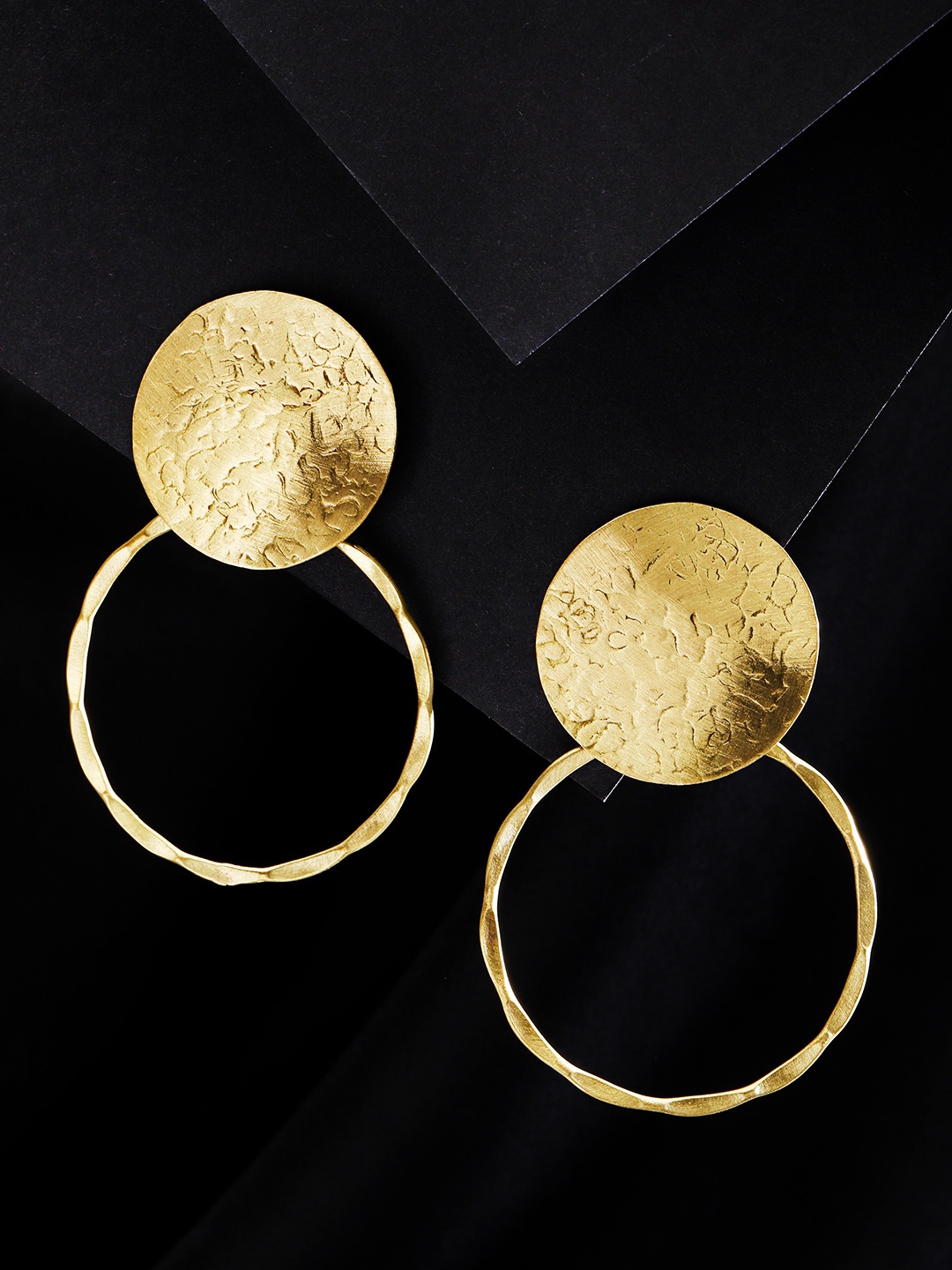 

DIVA WALK EXCLUSIVE Gold-Plated Textured Handcrafted Circular Drop Earrings