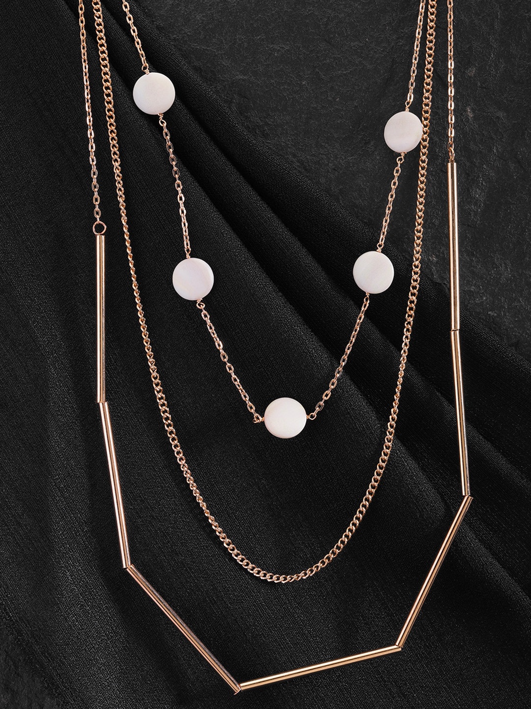 

DIVA WALK EXCLUSIVE White Gold-Plated Beaded Handcrafted Layered Necklace