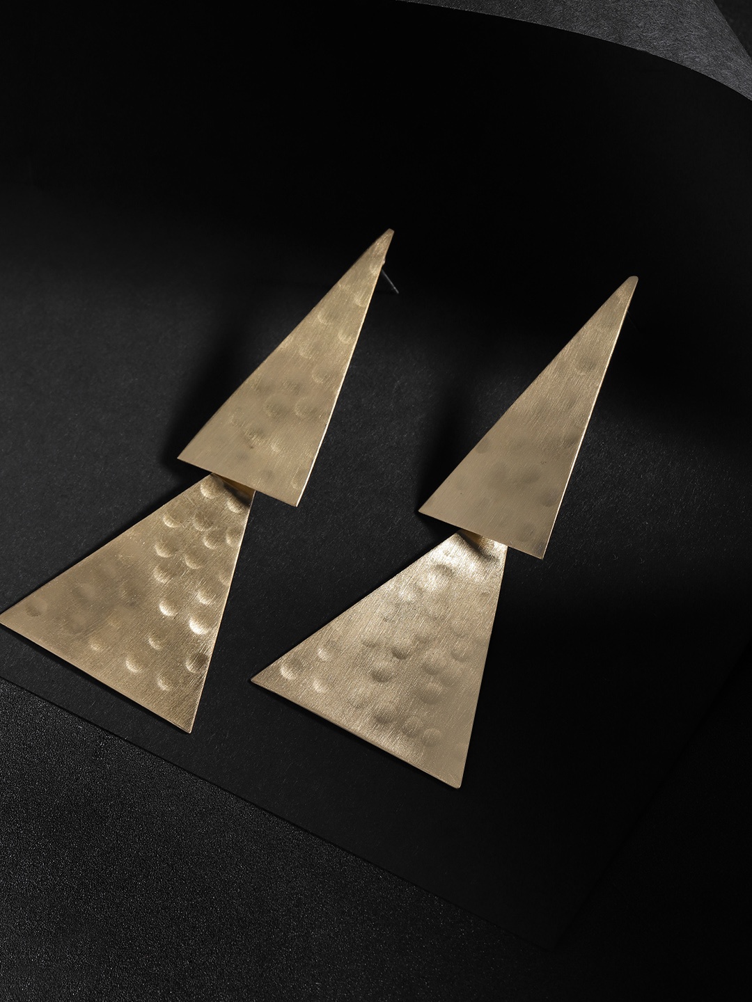 

DIVA WALK EXCLUSIVE Gold-Plated Textured Handcrafted Triangular Drop Earrings
