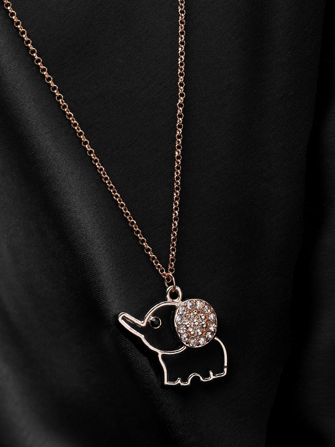 

DIVA WALK EXCLUSIVE Women Gold-Plated Elephant-Shaped Stone-Studded Handcrafted Necklace
