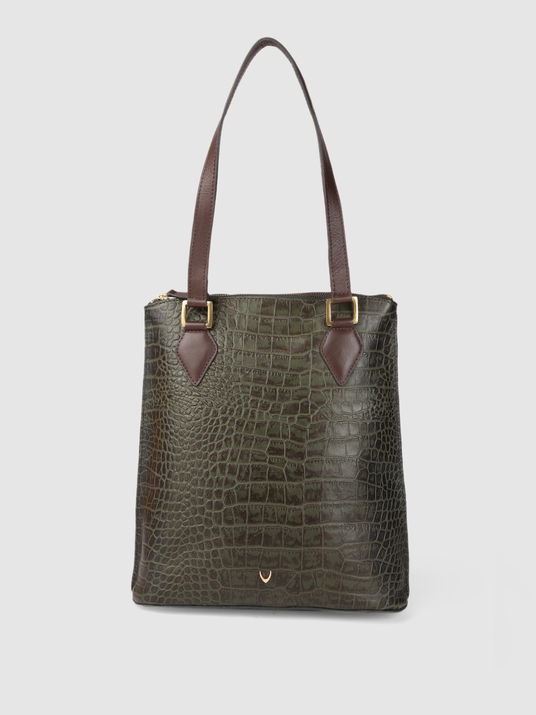 

Hidesign Green Animal Textured Tote Leather Bag