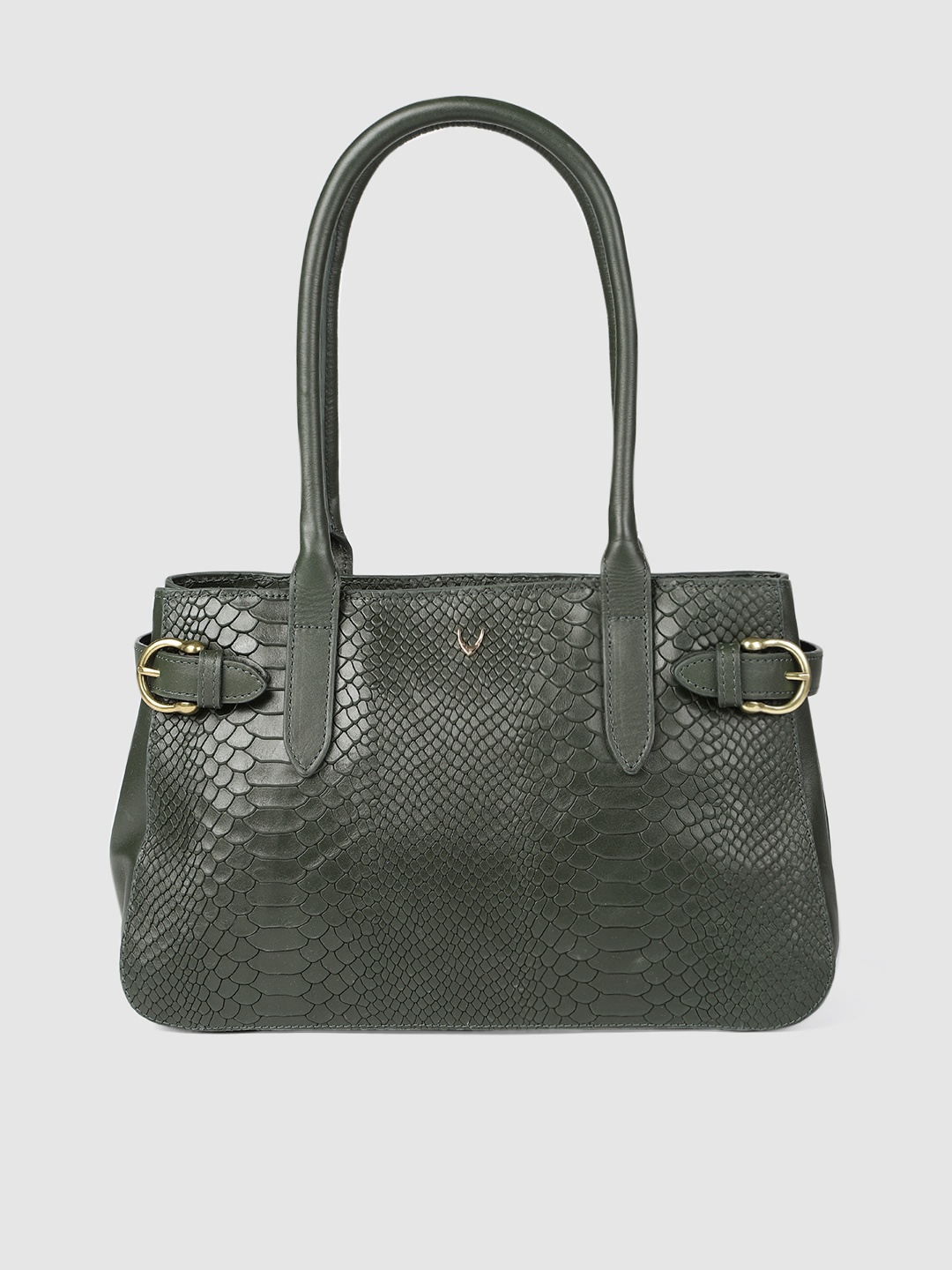 

Hidesign Green Animal Textured Leather Shoulder Bag