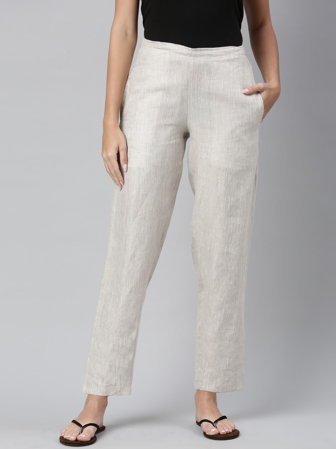 

Ecentric Women Beige Eco-Friendly Hemp Sustainable Lounge Pants