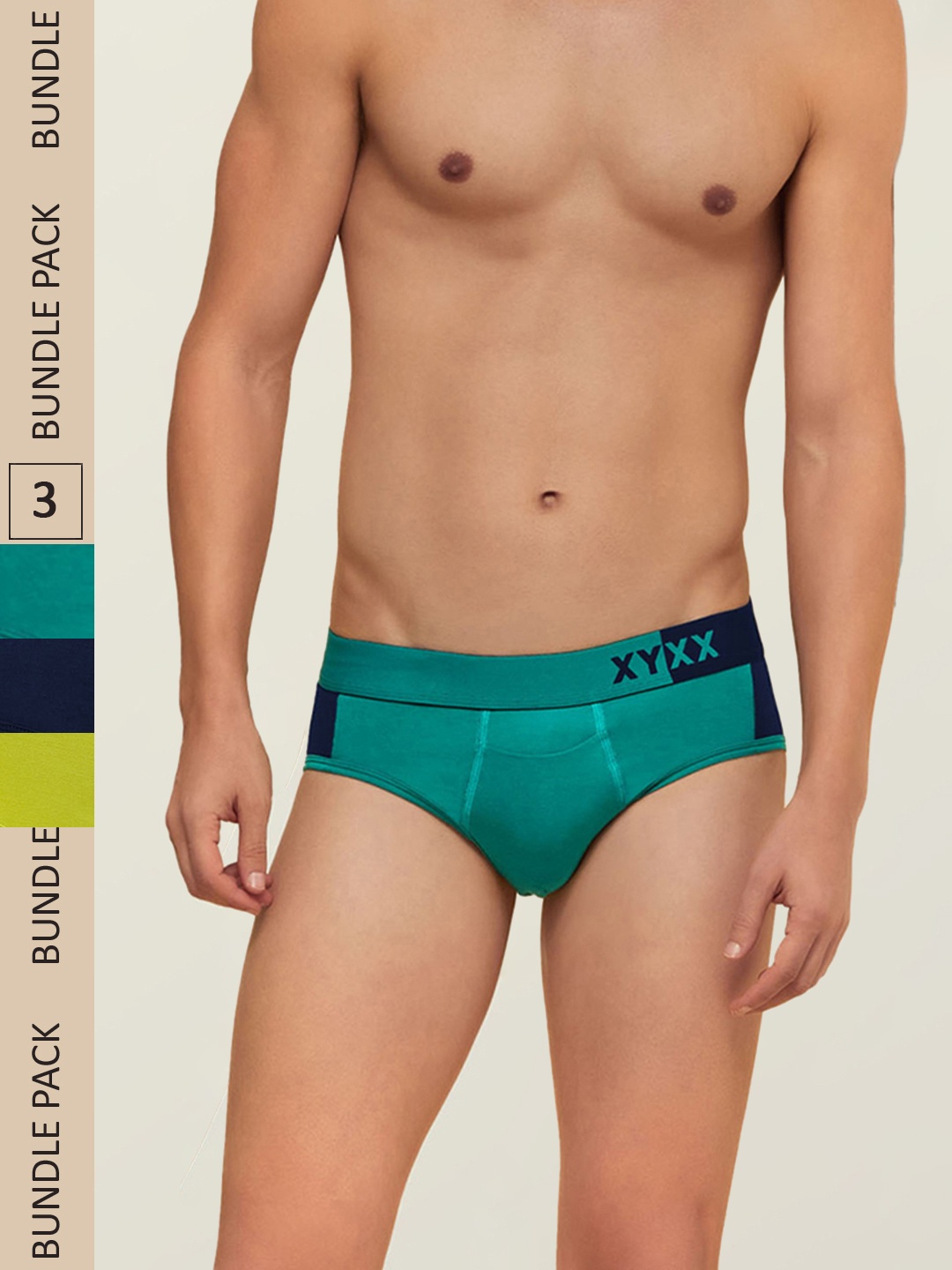 

XYXX Men Pack Of 3 Colourblocked Antimicrobial Basic Briefs XYBRF3PCKN264, Black