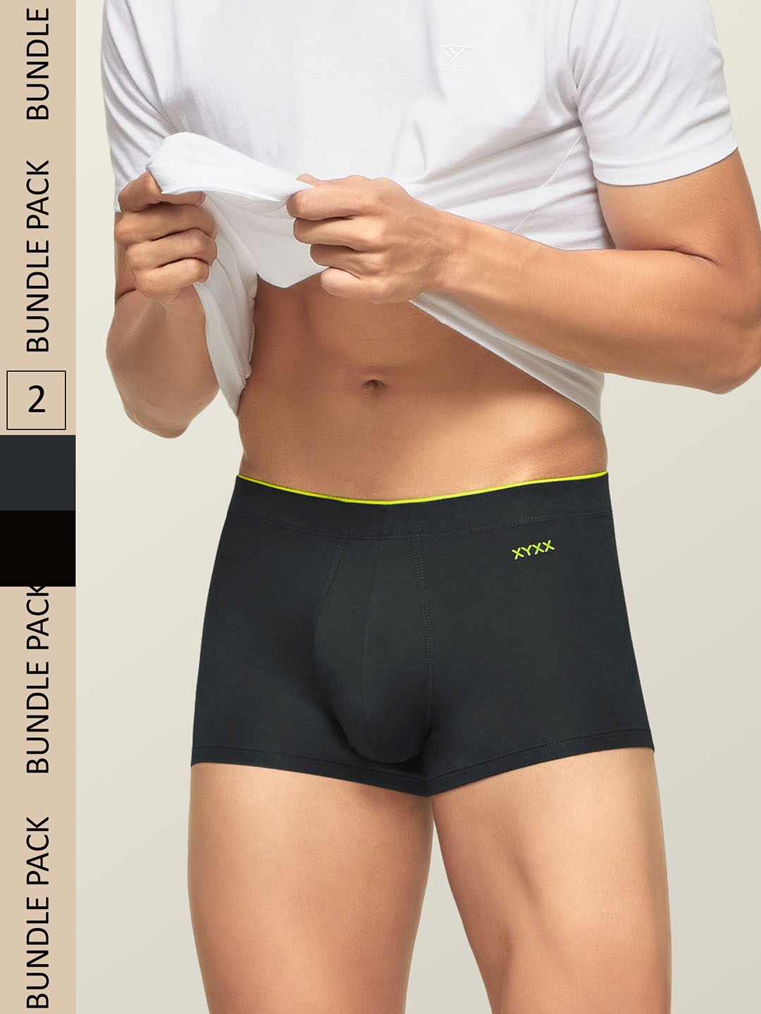 

XYXX Men Solid Pack Of 2 Uno IntelliSoft Micro Modal Trunk, Black