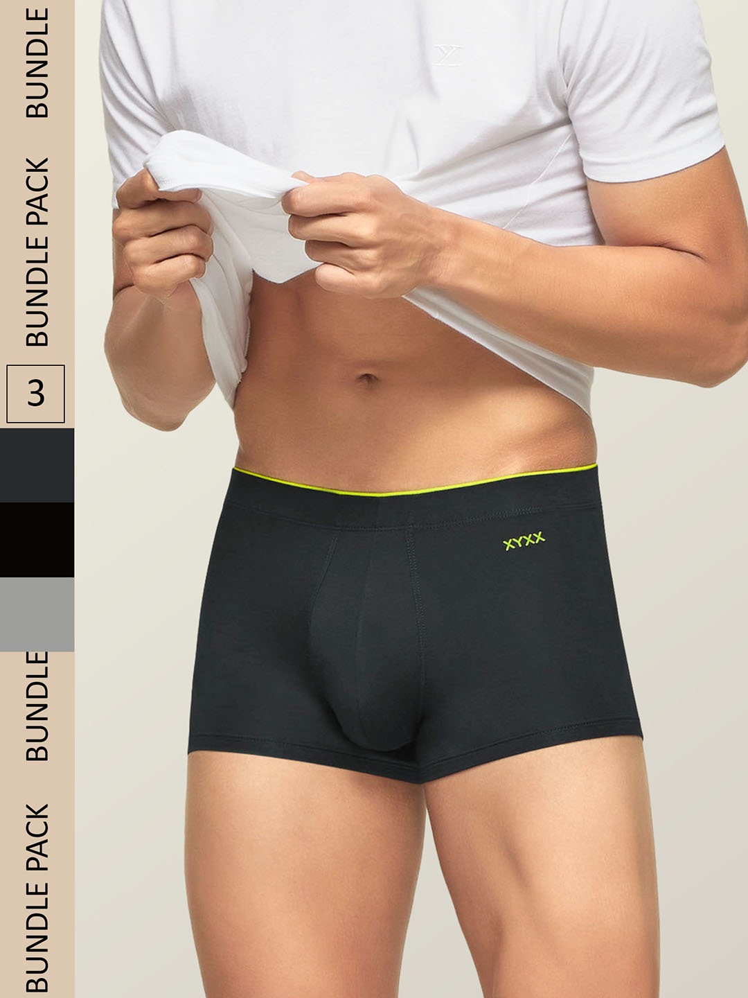 

XYXX Men Pack Of 3 Uno IntelliSoft Micro Modal Trunk XYTRNK3PCKN510, Black