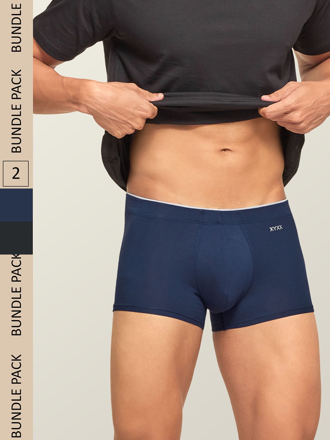 

XYXX Men Pack Of 2 Uno IntelliSoft Micro Modal Trunk Trunks XYTRNK2PCKN359, Charcoal
