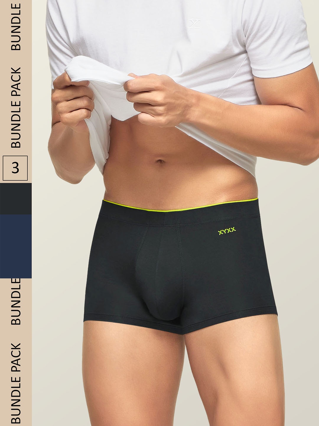 

XYXX Men Solid Pack Of 3 Uno IntelliSoft Micro Modal Trunk, Charcoal