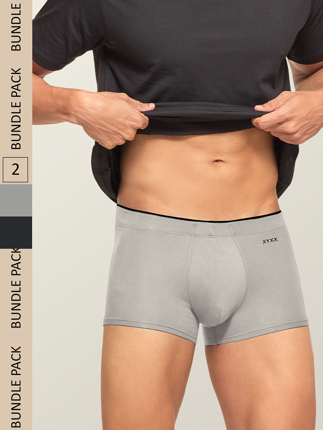 XYXX Men Solid Pack Of 2 Uno IntelliSoft Micro Modal Trunk XYTRNK2PCKN363