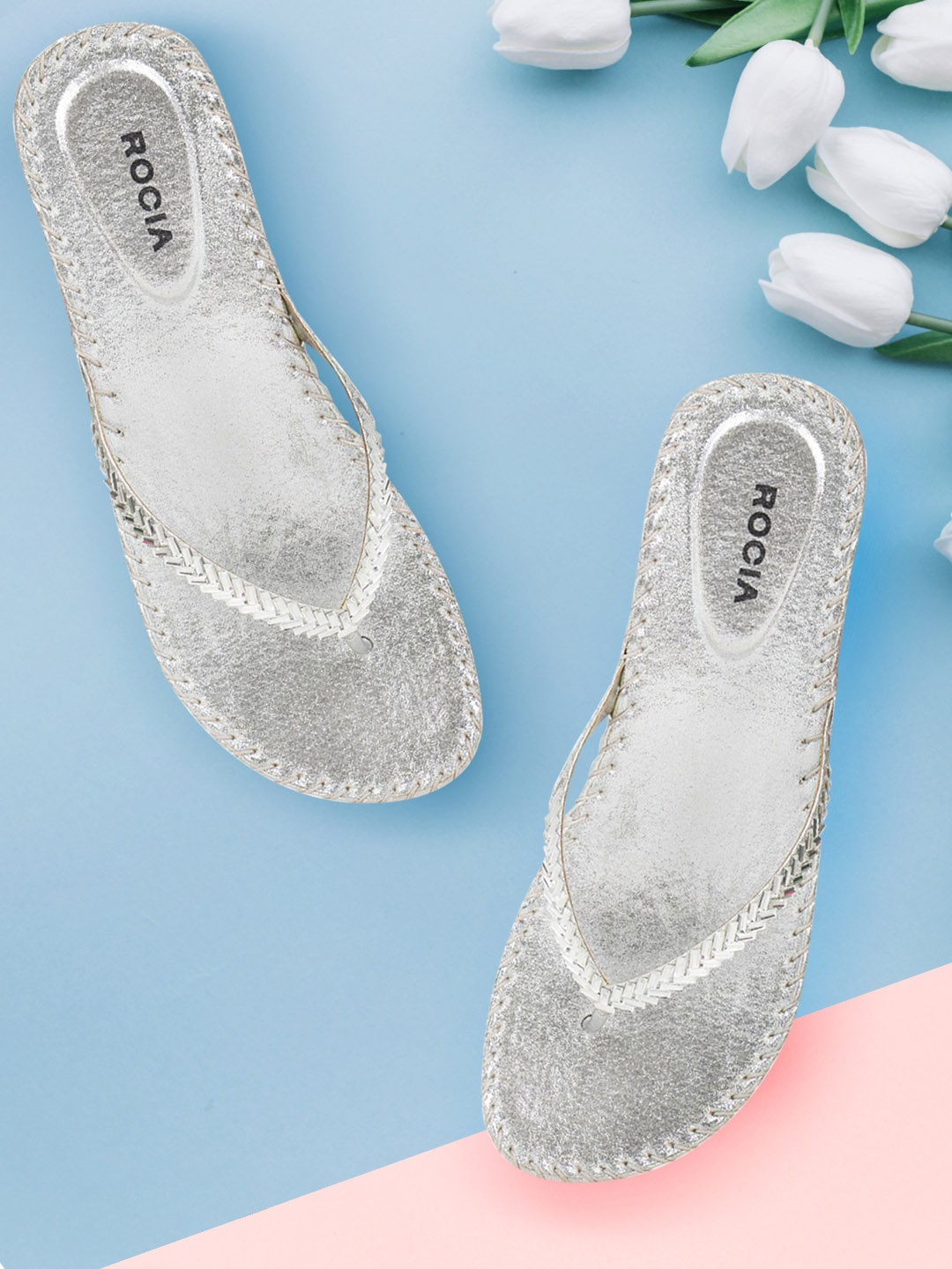 

Rocia Women Silver-Toned Embellished Wedges
