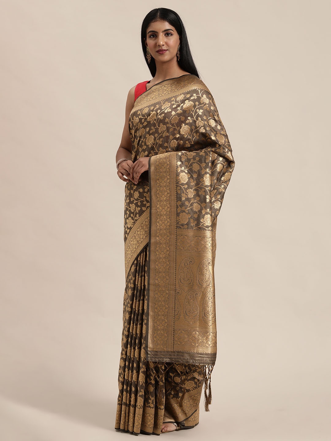 

Soch Grey & Gold-Toned Art Silk Woven Design Banarasi Saree