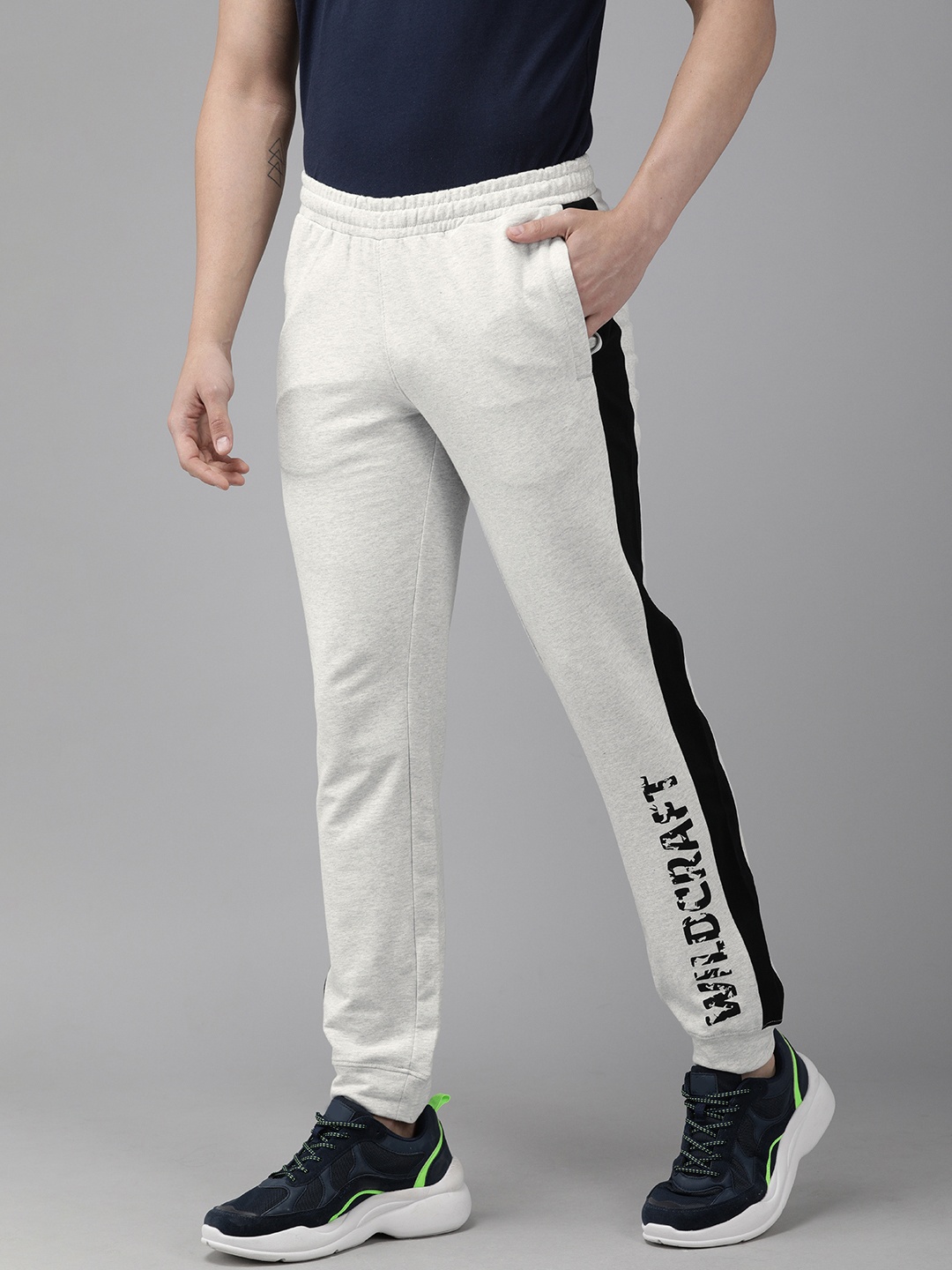 

Wildcraft Men Grey Striped with Print Off Active Track 6 Straight Fit Joggers