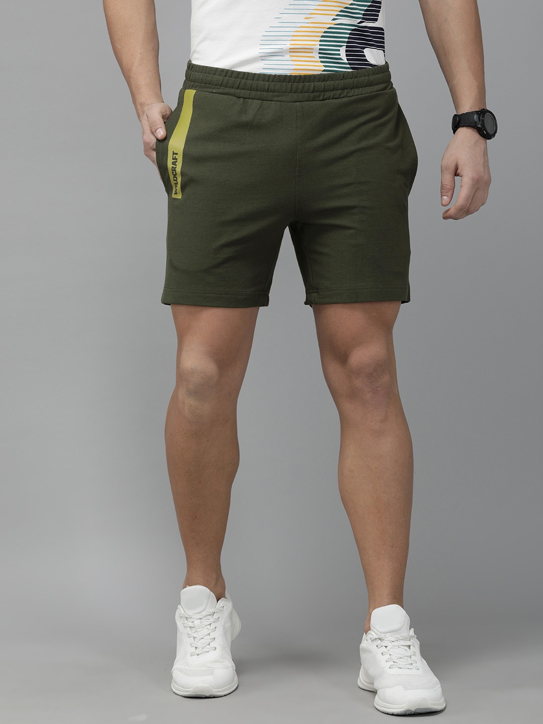 

Wildcraft Men Olive Green Solid Regular Fit Sports Shorts