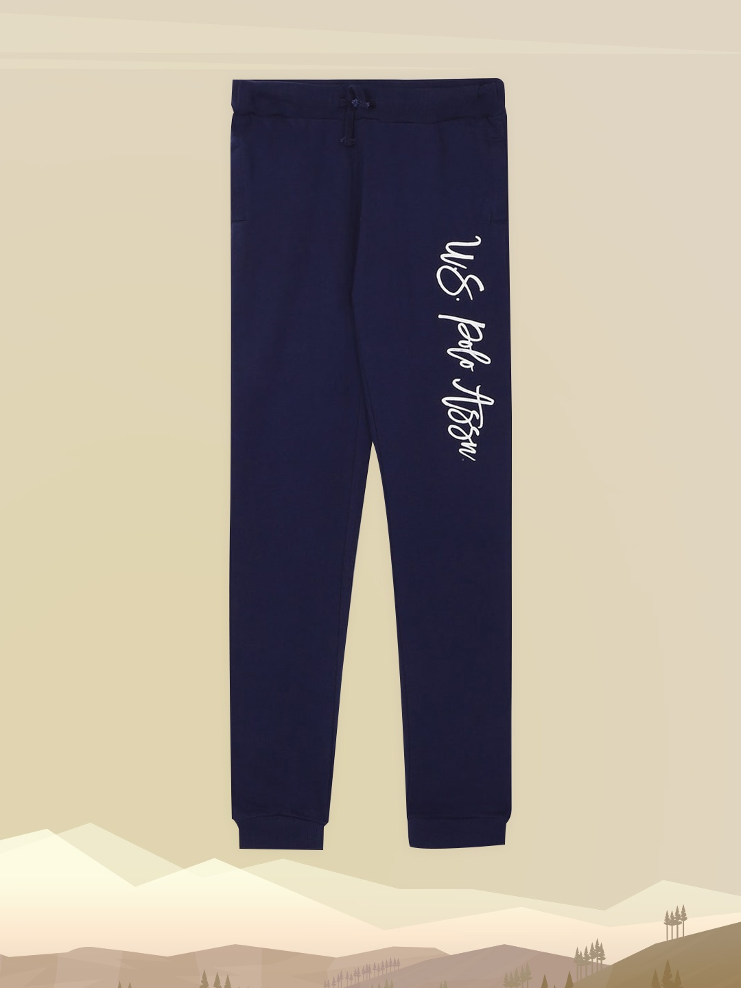 

U.S. Polo Assn. Kids Girls Navy Blue Solid Straight-Fit Joggers
