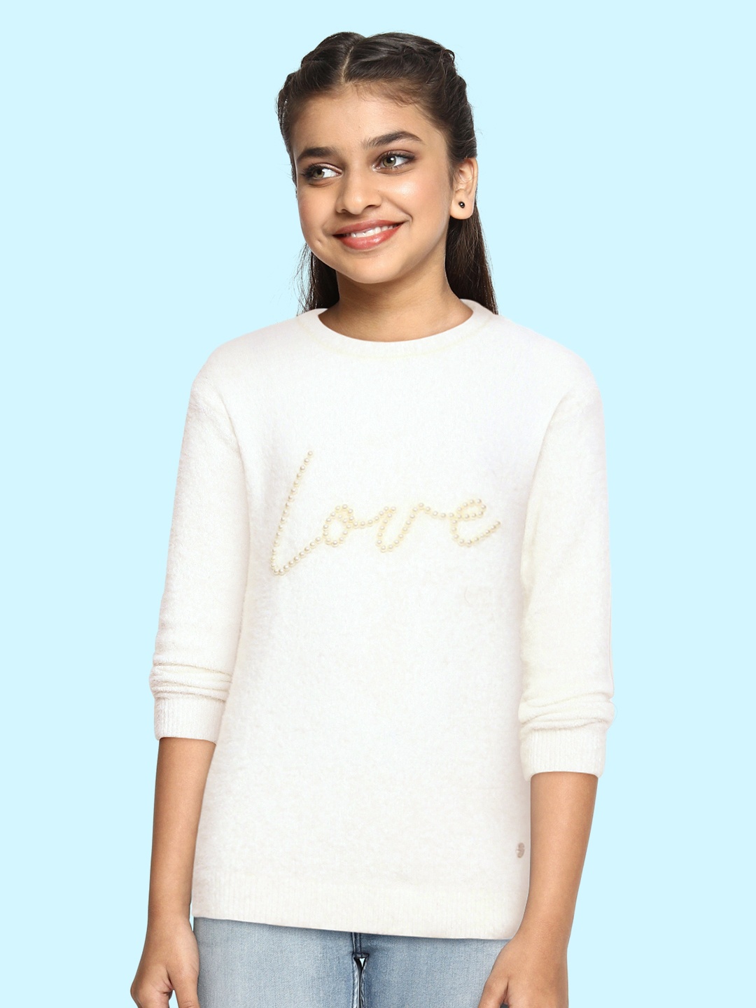 

Allen Solly Junior Girls White Embellished Pullover Sweater