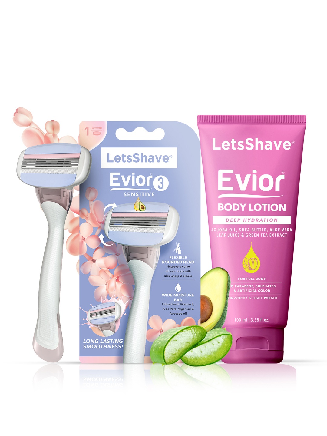

LetsShave Evior 3 Trial Kit for Sensitive Skin, Purple