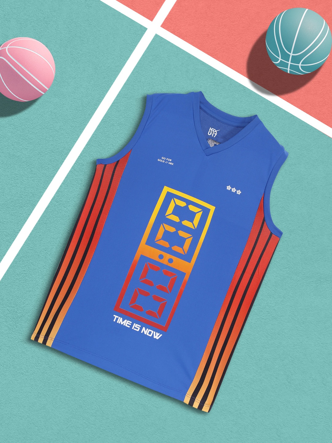 

HRX By Hrithik Roshan U-17 Boys Blue Anti-Static Rapid-Dry Basketball T-shirt