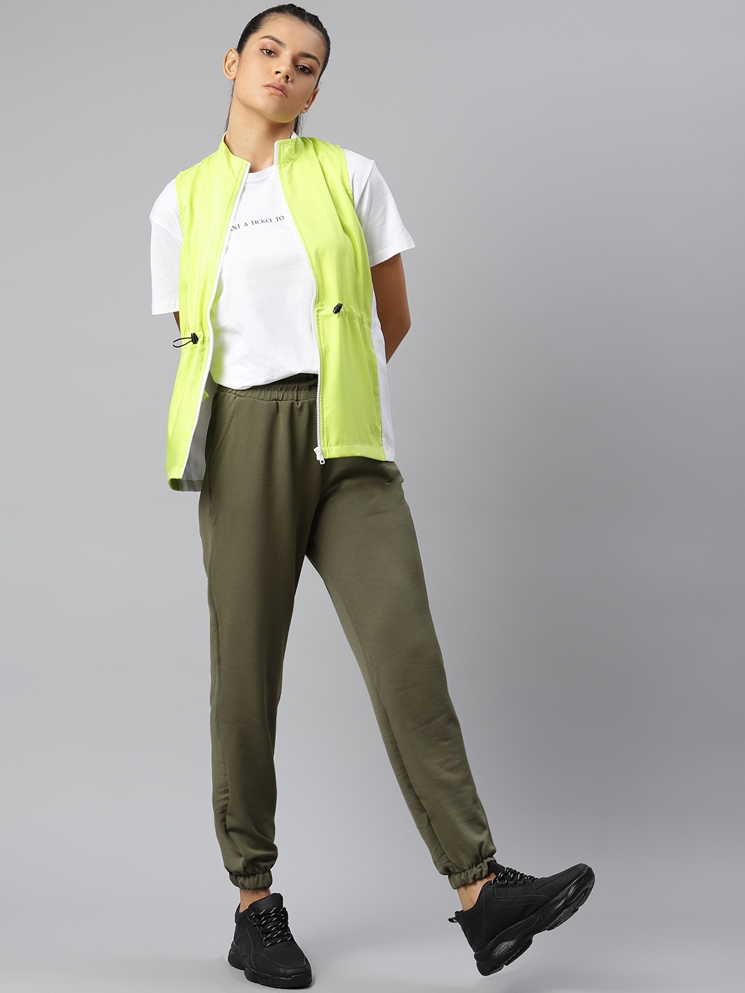 

HRX By Hrithik Roshan Women Wild Lime & Optic White Colourblock Lifestyle Jackets, Lime green