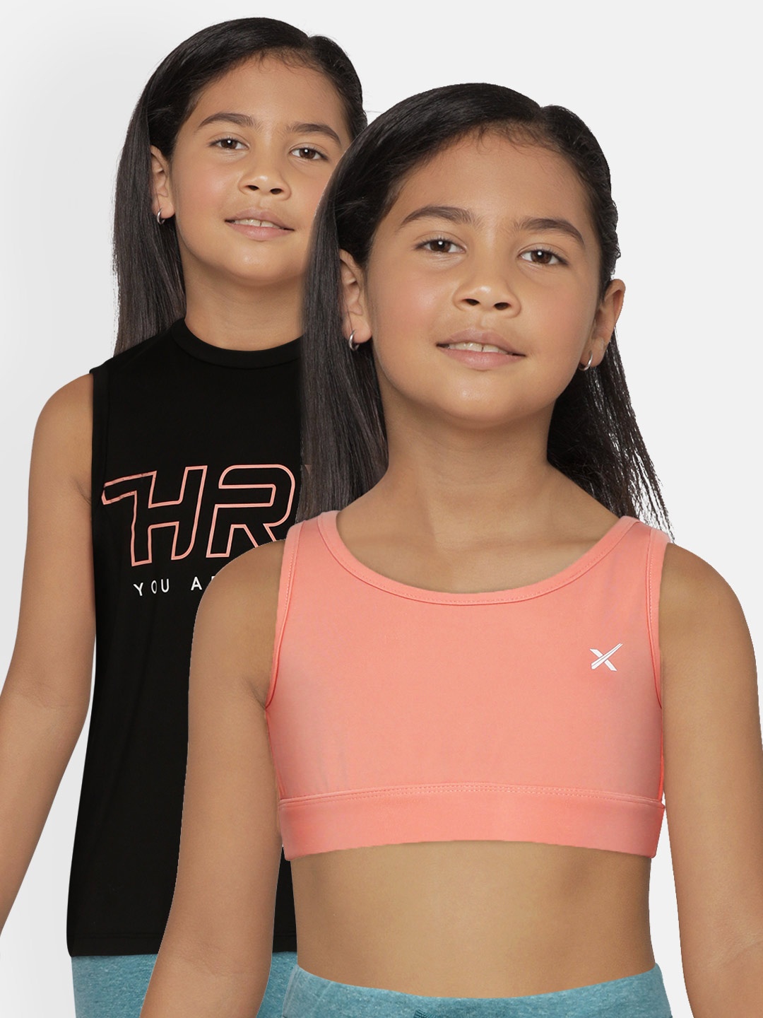 

HRX By Hrithik Roshan U-17 Girls Jet Black Printed Rapid-Dry Active Tshirt