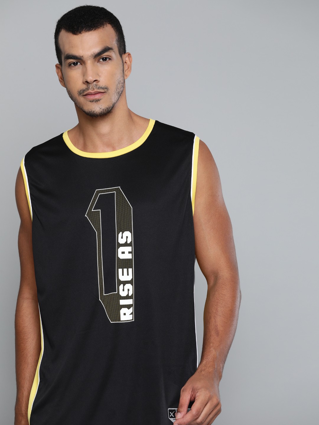 

HRX By Hrithik Roshan Men Jet Black Typographic Anti-Static Rapid-Dry Basketball Tshirt
