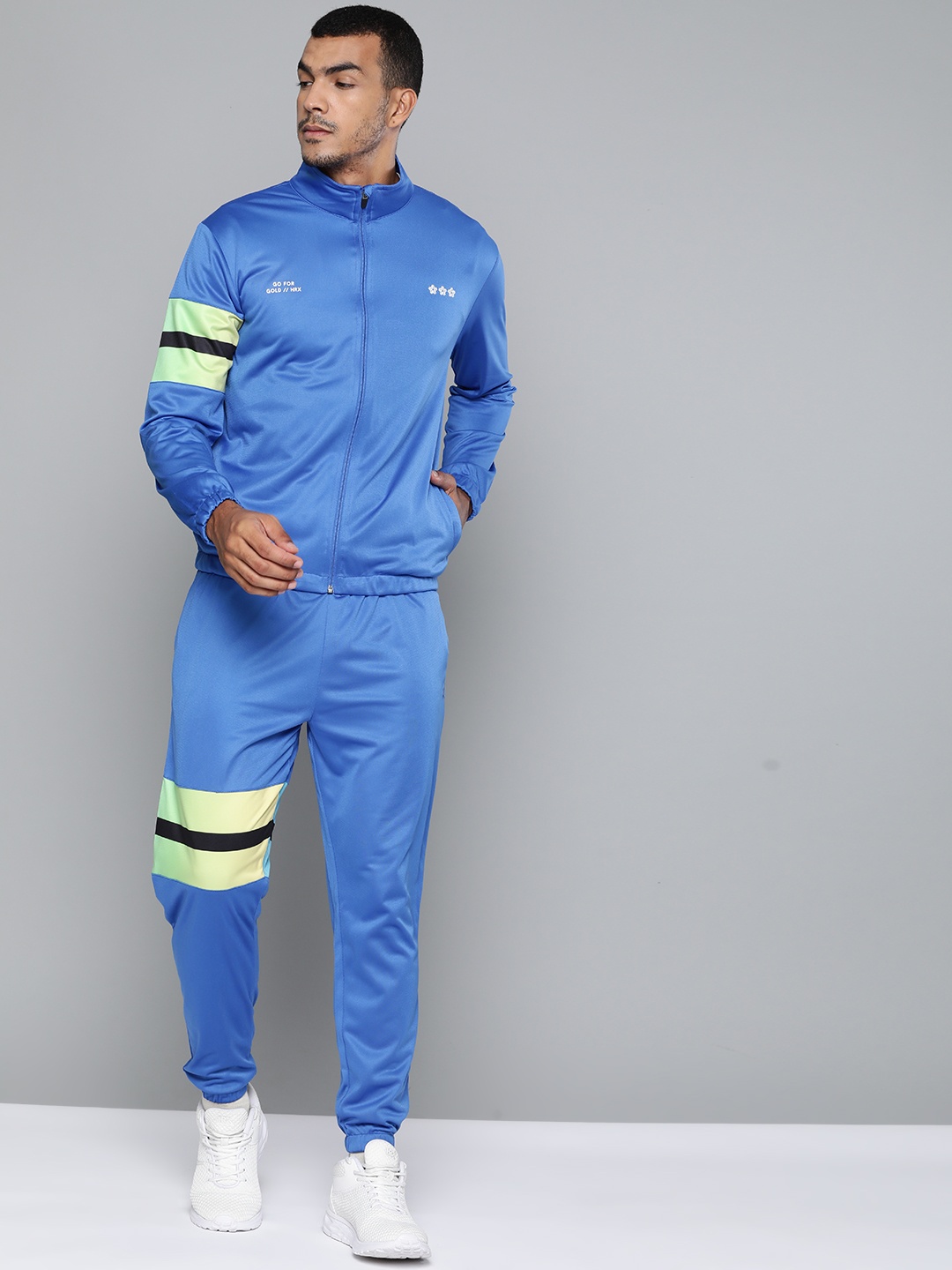 

HRX By Hrithik Roshan Men Strong Blue Solid Anti-Static Rapid-Dry Basketball Tracksuits