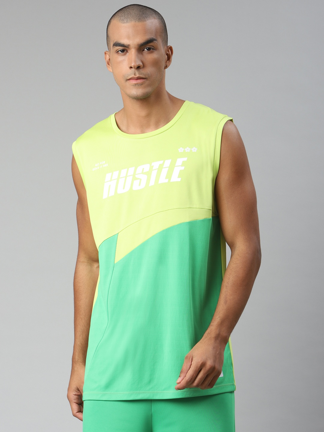 

HRX By Hrithik Roshan Men Wild Lime Colourblock Anti-Static Rapid-Dry Basketball Tshirt, Yellow