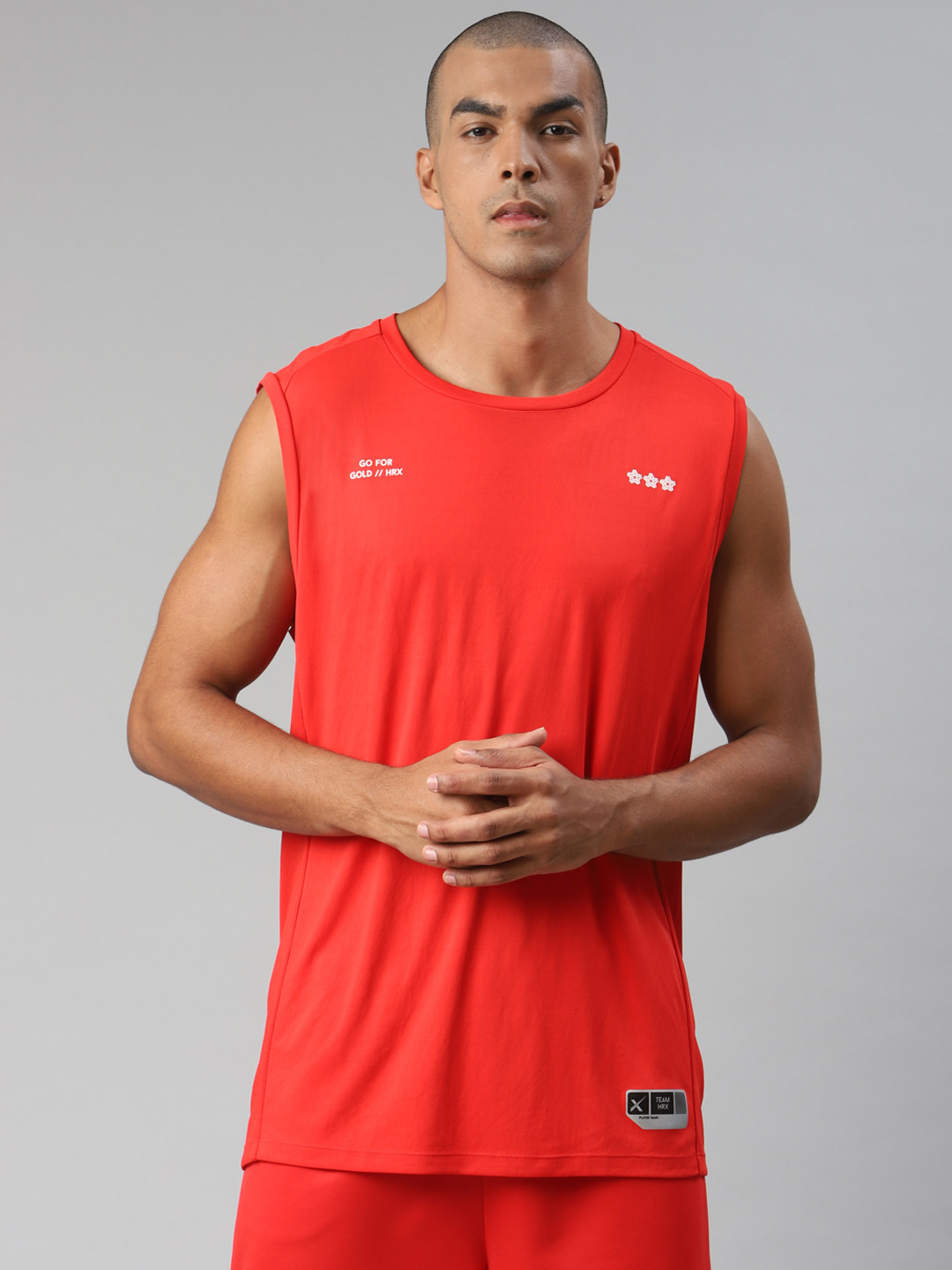 

HRX By Hrithik Roshan Men High Risk Red Solid Anti-Static Rapid-Dry Basketball Tshirt