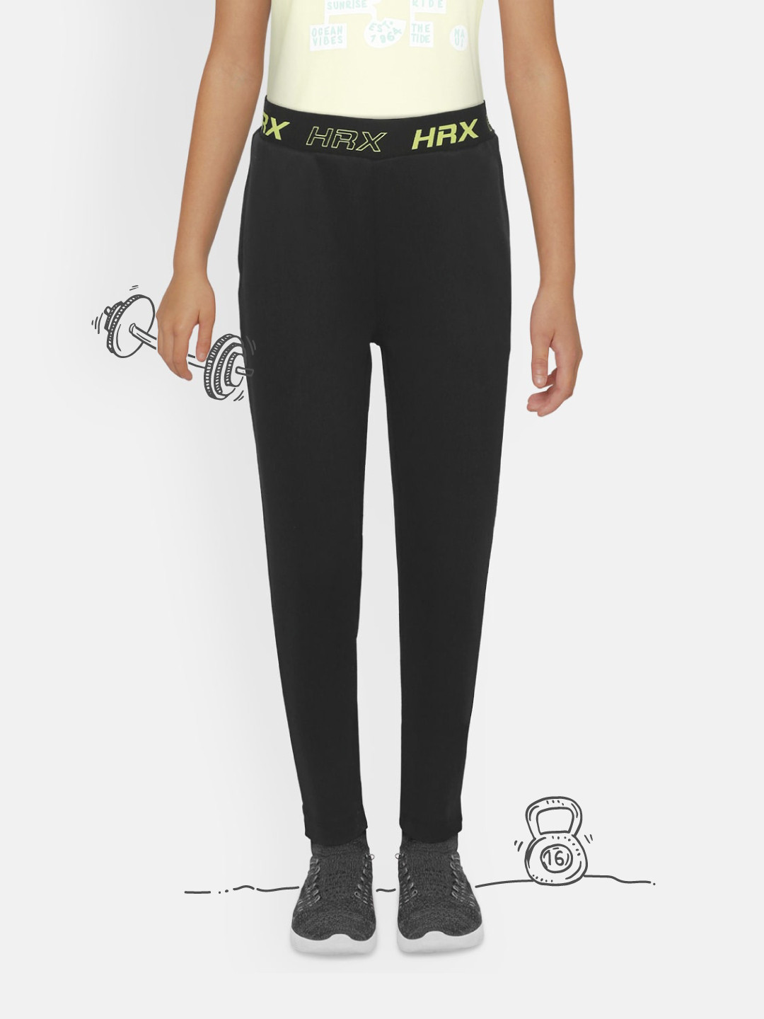 

HRX By Hrithik Roshan U-17 Boys Jet Black Tapered Fit Antimicrobial Rapid-Dry Track Pants, Blue