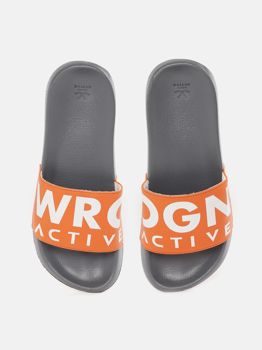 

WROGN ACTIVE Men Orange & White Brand Logo Print Sliders