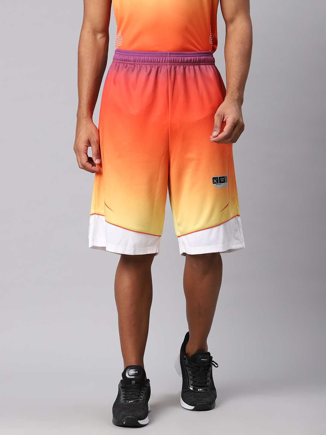

HRX by Hrithik Roshan Men Orange Ombre Dyed Anti-Static Rapid-Dry Basketball Shorts
