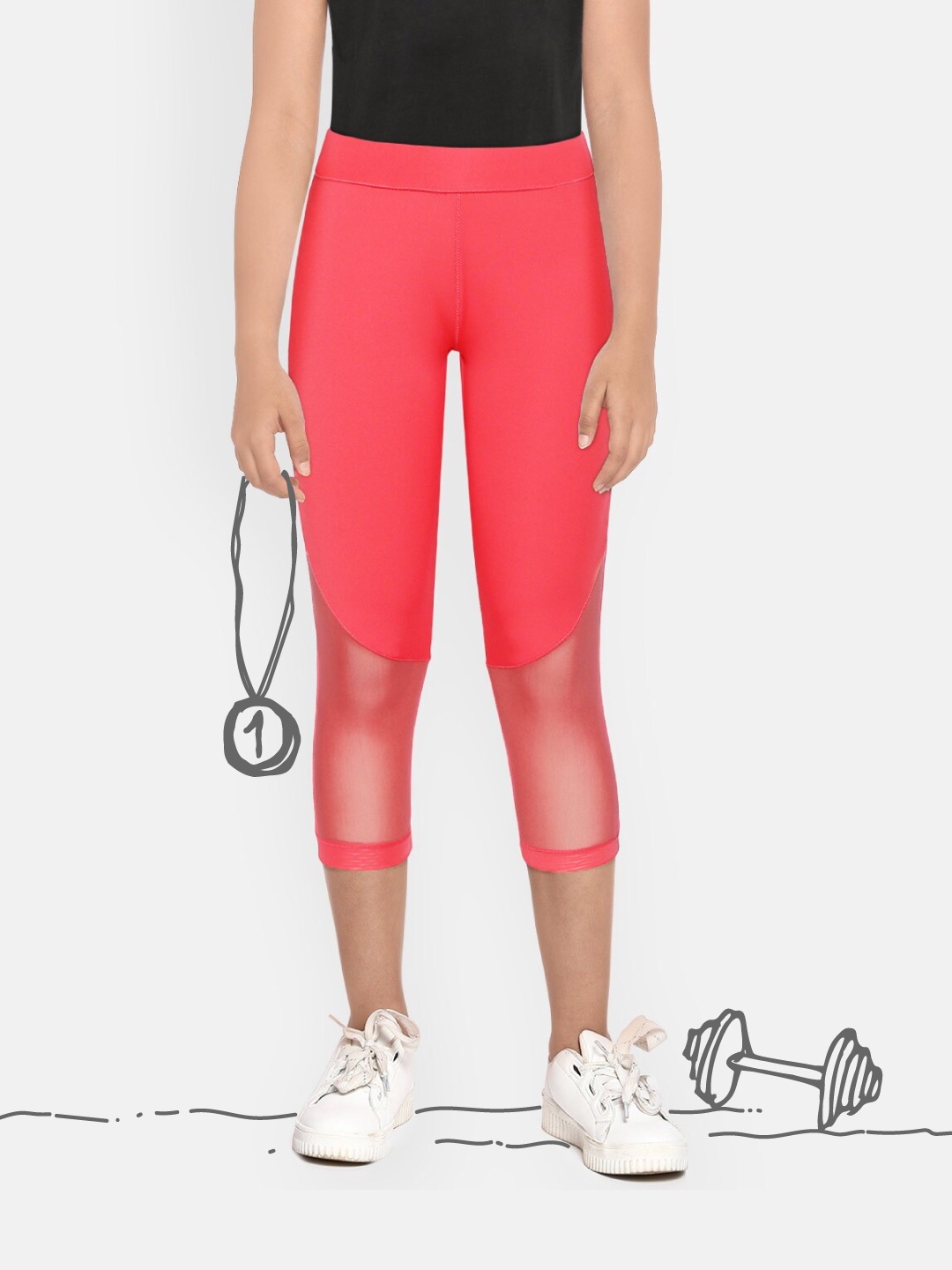 

HRX By Hrithik Roshan U-17 Girls Pink Solid Skinny Antimicrobial Rapid-Dry Active Tights