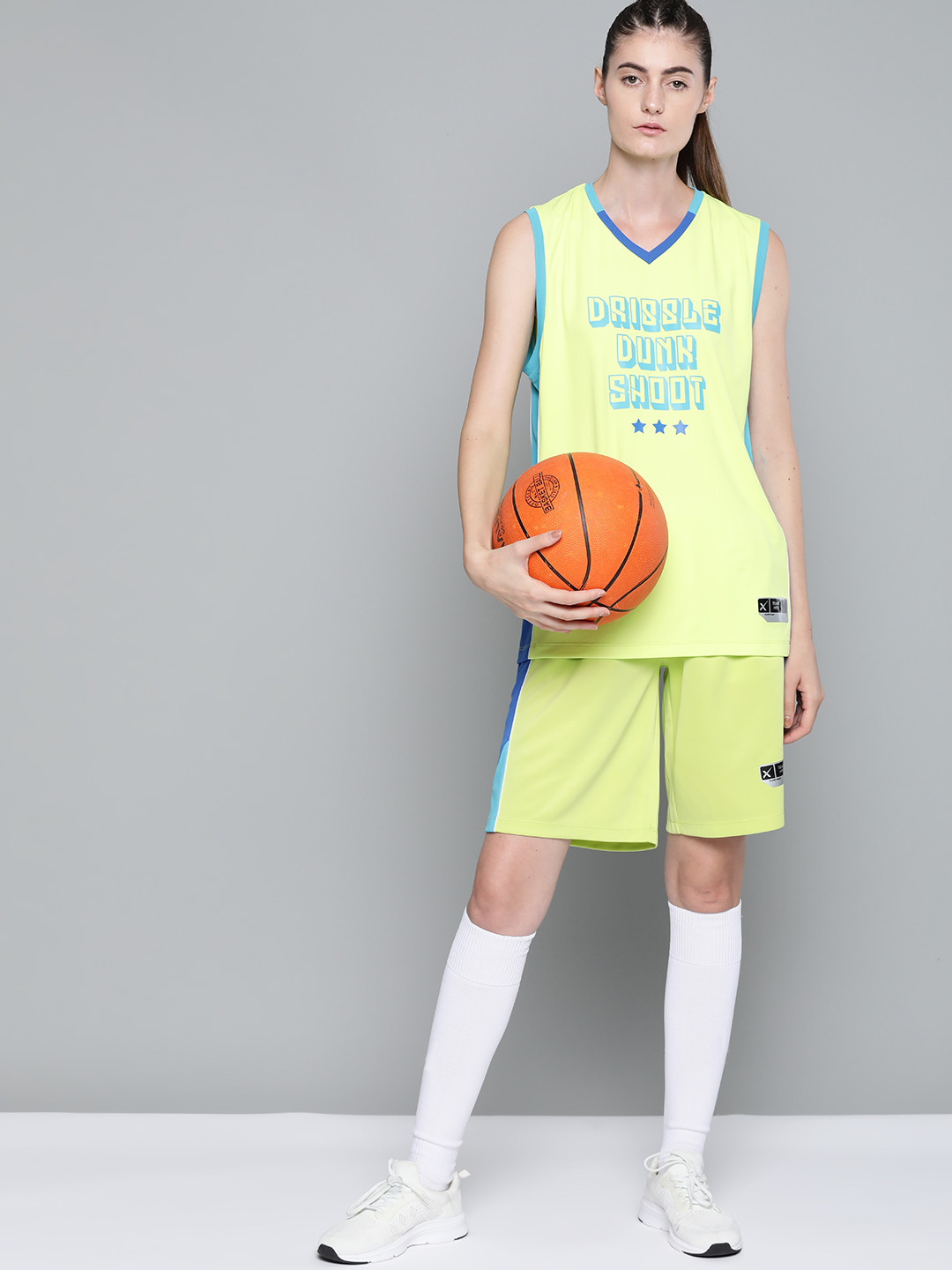 

HRX By Hrithik Roshan Women Wild Lime Colourblock Anti-Static Rapid-Dry Basketball Shorts, Yellow