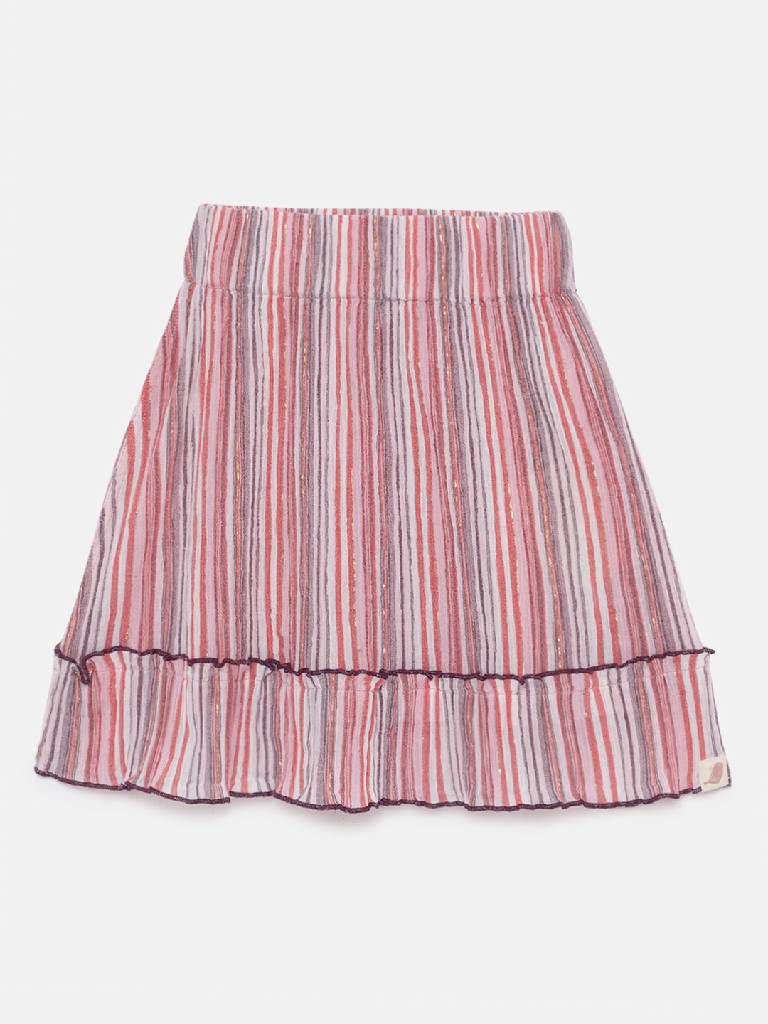 

SOFIE & SAM Girls Pink & Orange Striped A-Line Crinkled Midi Skirt