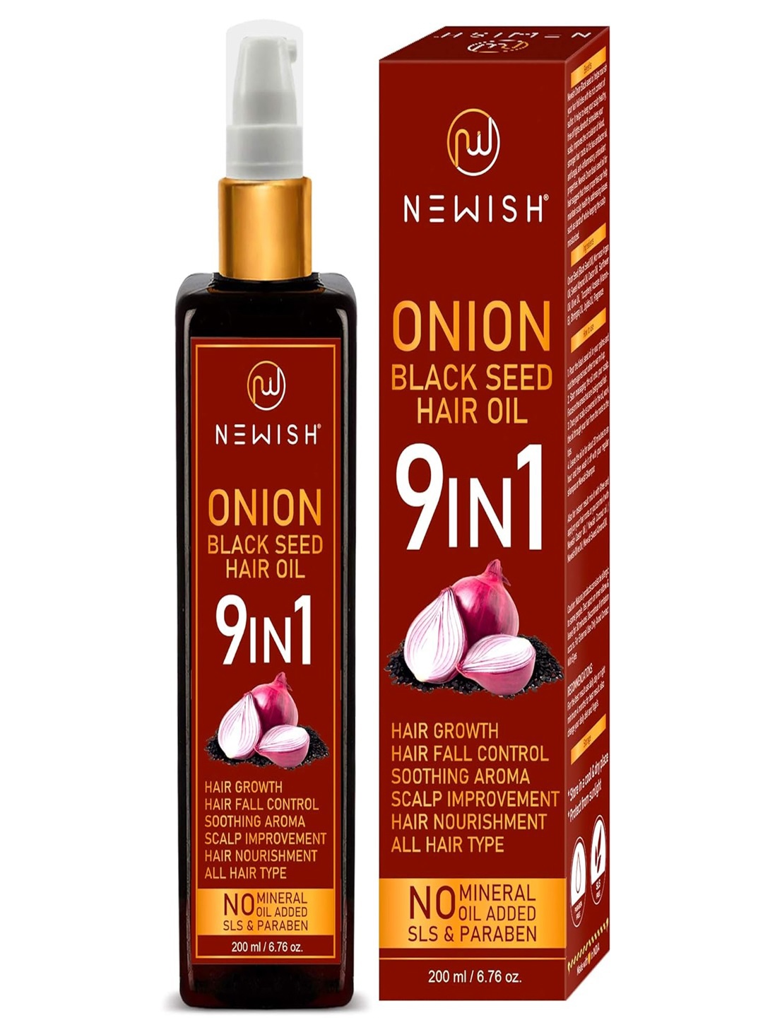 

NEWISH Organico Onion Anti Dandruff Hair Oil for Hair Growth 200ml, Transparent