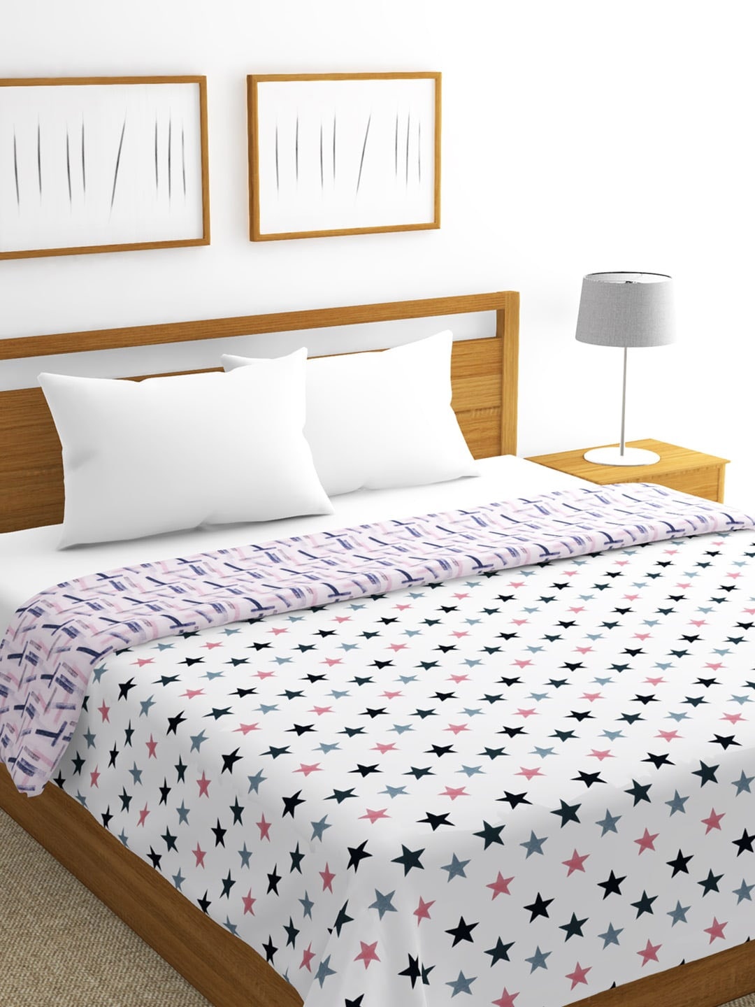 

BIANCA White & Black Abstract AC Room 300 GSM Double Bed Dohar