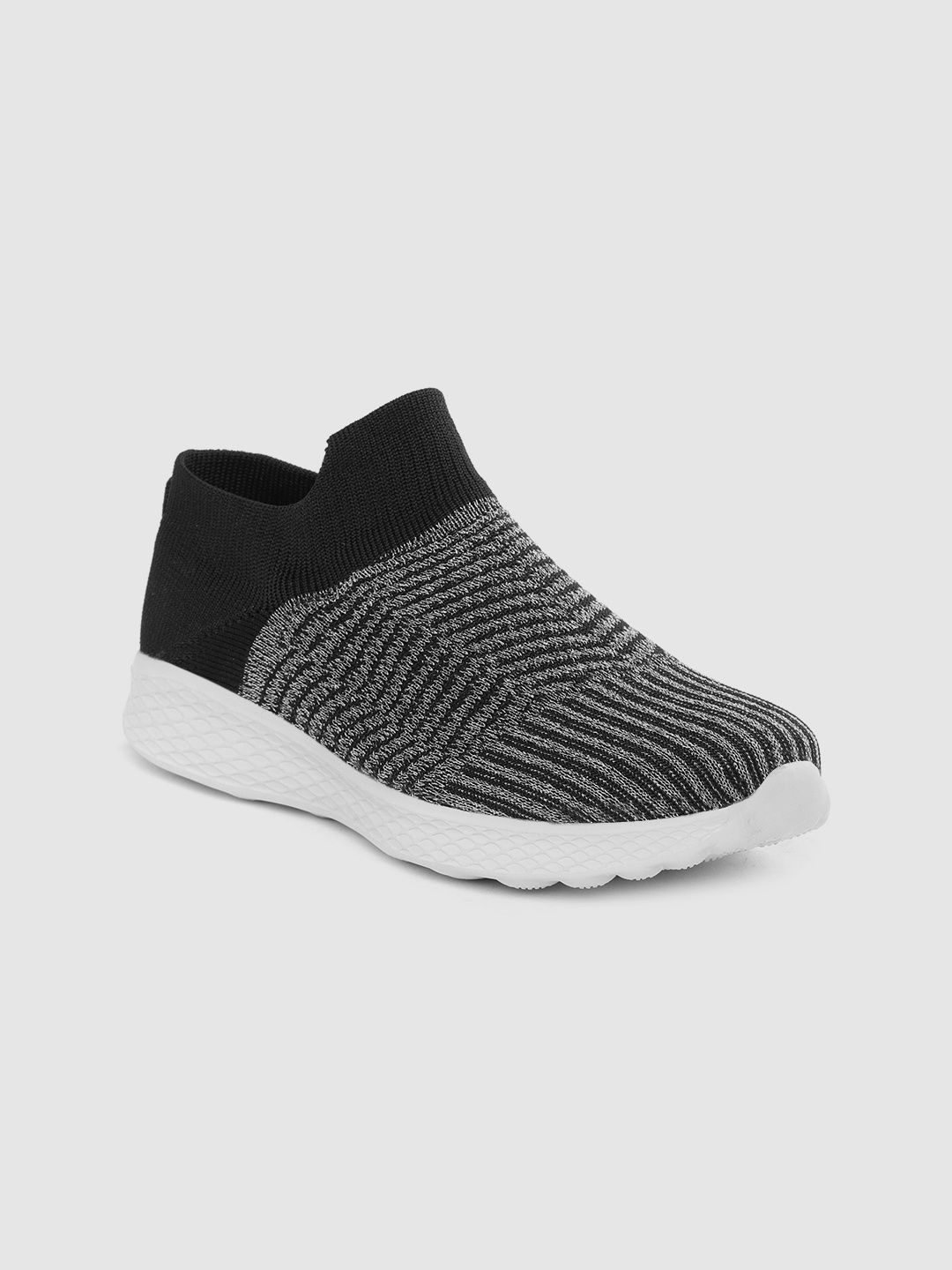 

Crew STREET Women Black & Silver-Toned Woven Design Running Shoes
