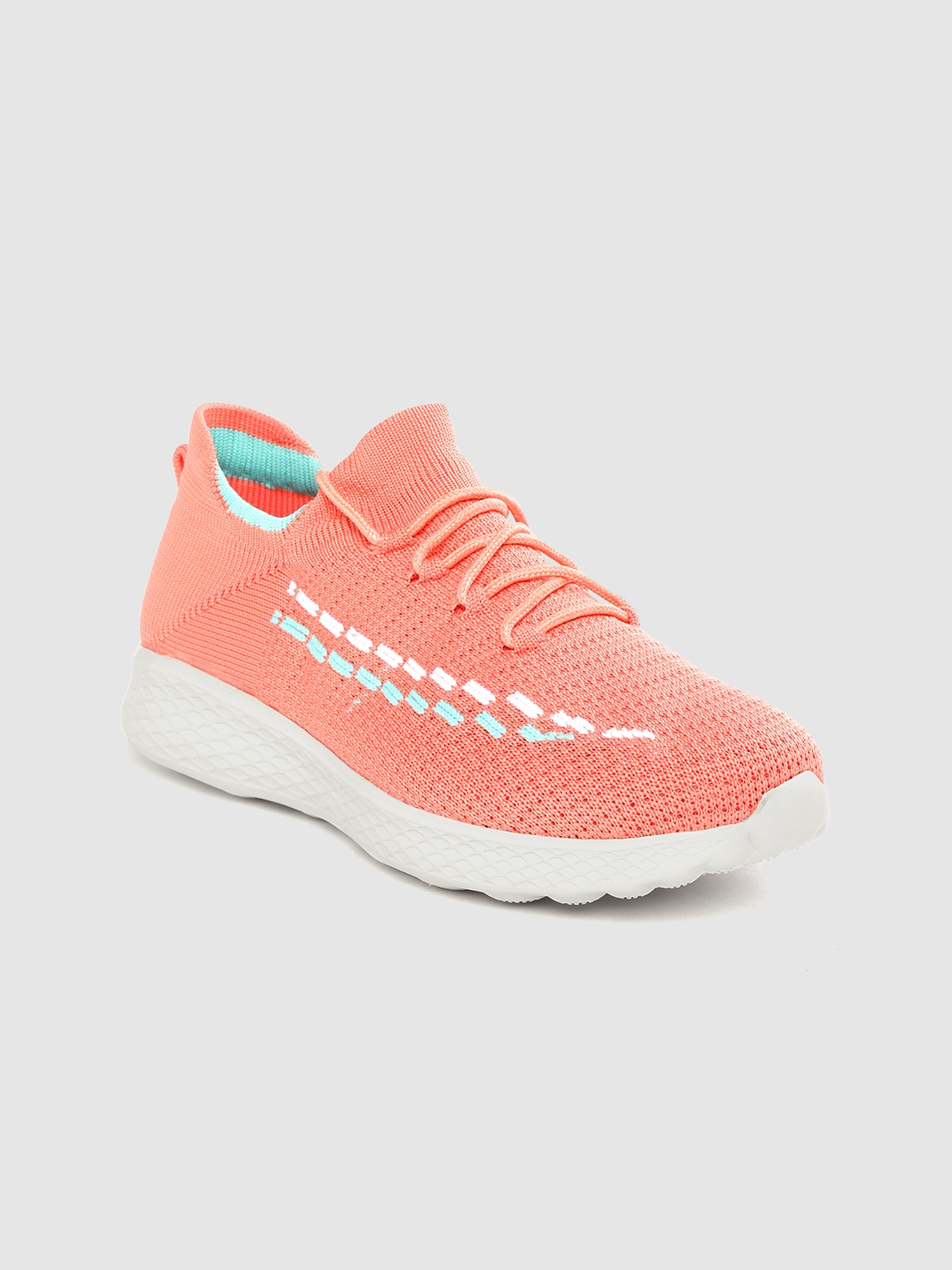 

Crew STREET Women Coral Pink Woven Design Running Shoes