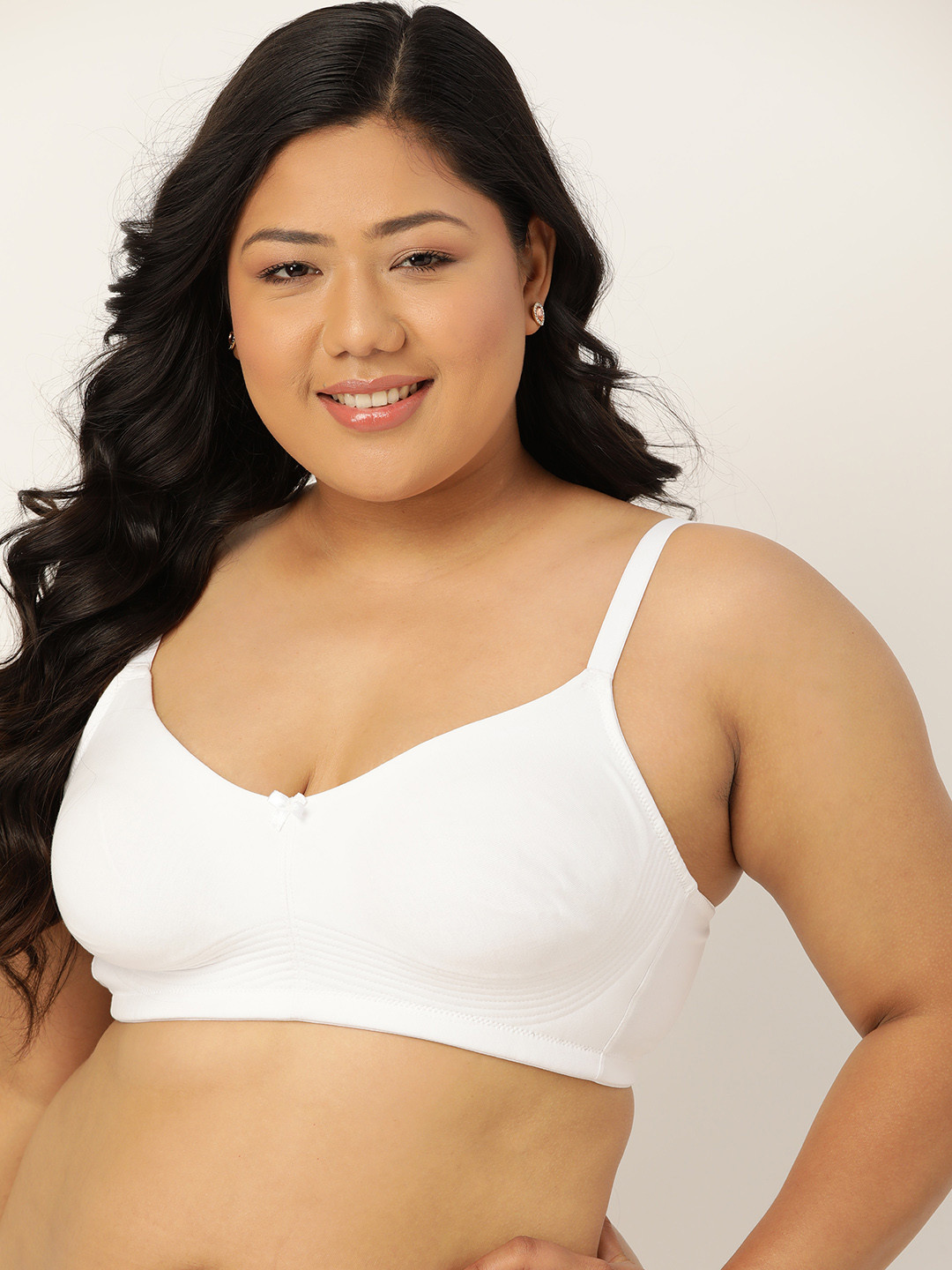 

Sztori Women Plus Size White Solid Non-Wired Non Padded T-shirt Bra PM-SZ-NE3-01