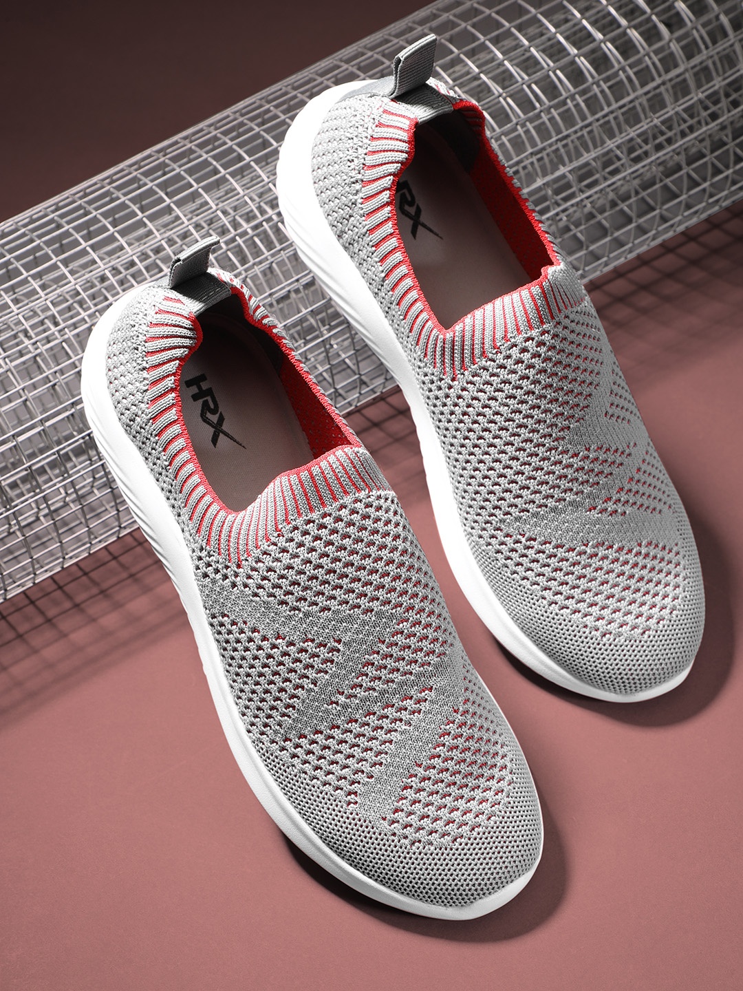 

HRX by Hrithik Roshan Women Grey Woven Design Soft Walk Series 2.0 Socks Shoes