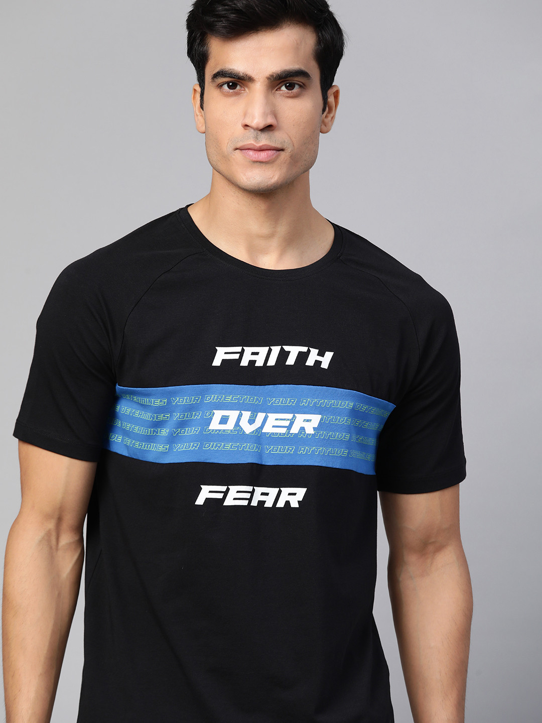 

HRX By Hrithik Roshan Men Jet Black Typographic Organic Cotton Lycra Lifestyle Tshirt