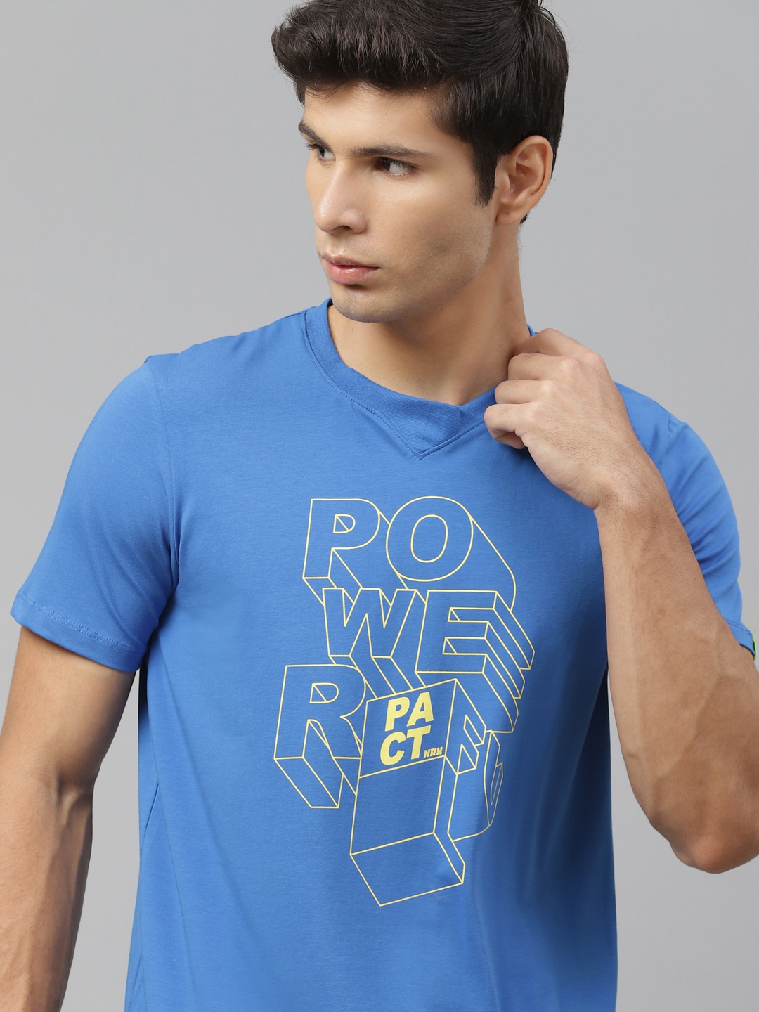 

HRX by Hrithik Roshan Men Blue Printed Organic Cotton Lycra Bio-Wash Lifestyle T-shirt