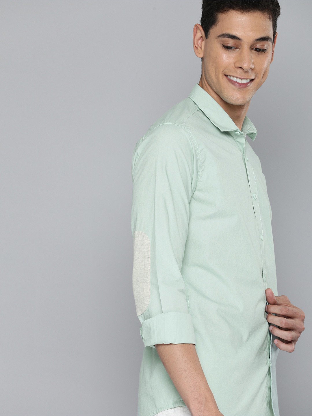 

M&H Our Water Men Sea Green Slim Fit Sustainable Organic Cotton Casual Shirt