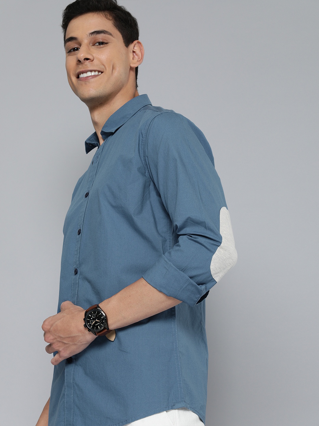 

M&H Our Water Men Blue Solid Sustainable Organic Cotton Casual Shirt