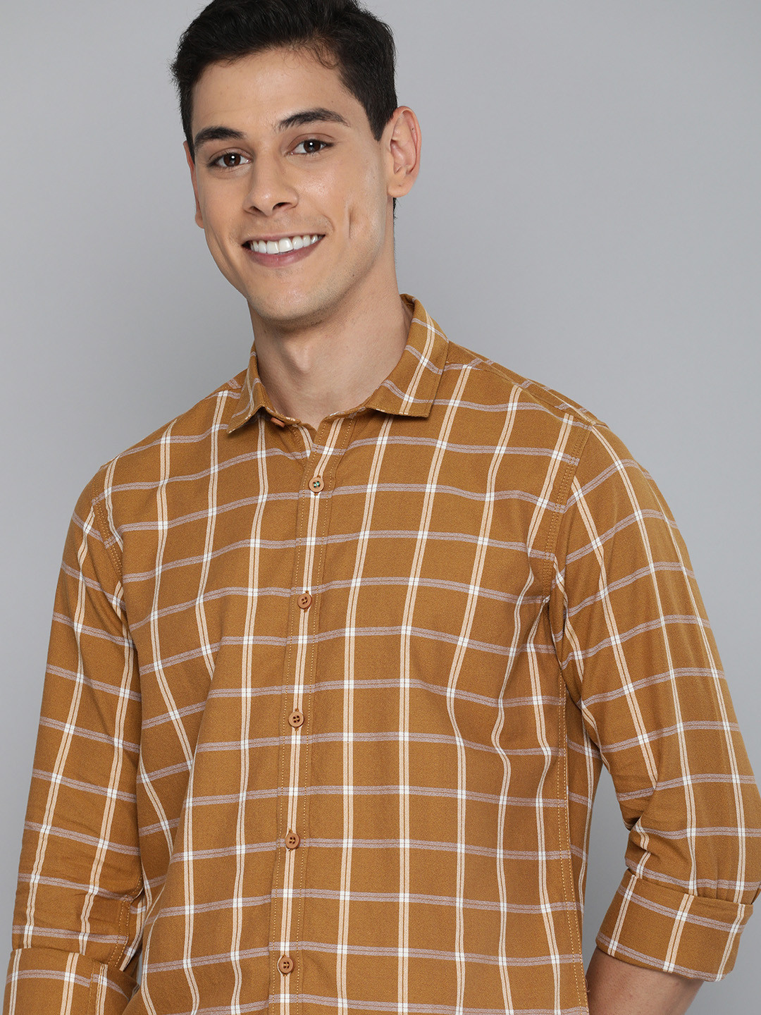 

M&H Our Water Men Rust Tartan Checked Sustainable Organic Cotton Casual Shirt