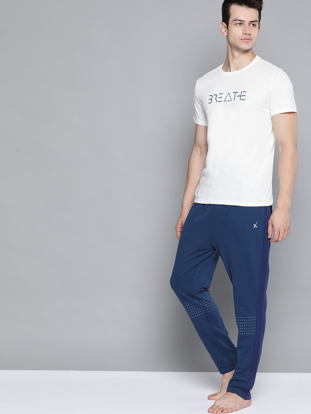 

HRX By Hrithik Roshan Men Estate Blue Drop Crotch Organic Cotton Antimicrobial Yoga Pants