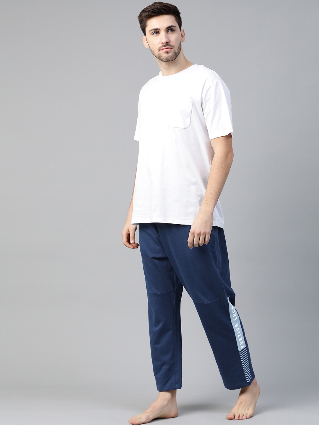 

HRX By Hrithik Roshan Men Estate Blue Geomertic Organic Cotton Yoga Sustainable Track Pants