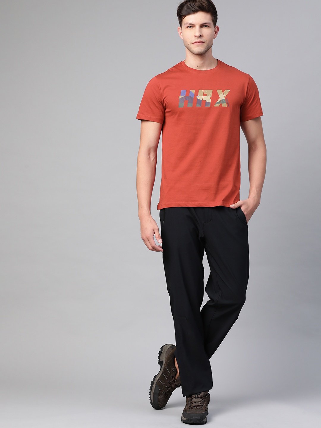

HRX By Hrithik Roshan Men Bassa Nova Typographic Bio-Wash Outdoor Tshirt, Rust