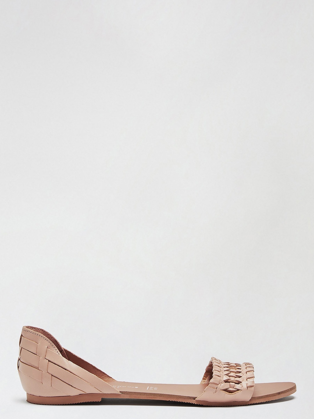 

DOROTHY PERKINS Women Dusty Pink Leather Basketweve Wide Fit Open Toe Flats