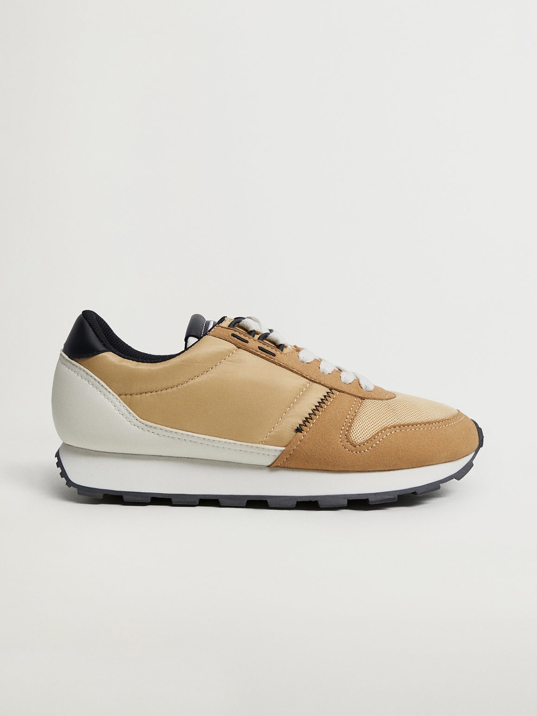 

MANGO Women Beige & Khaki Colourblocked Sneakers