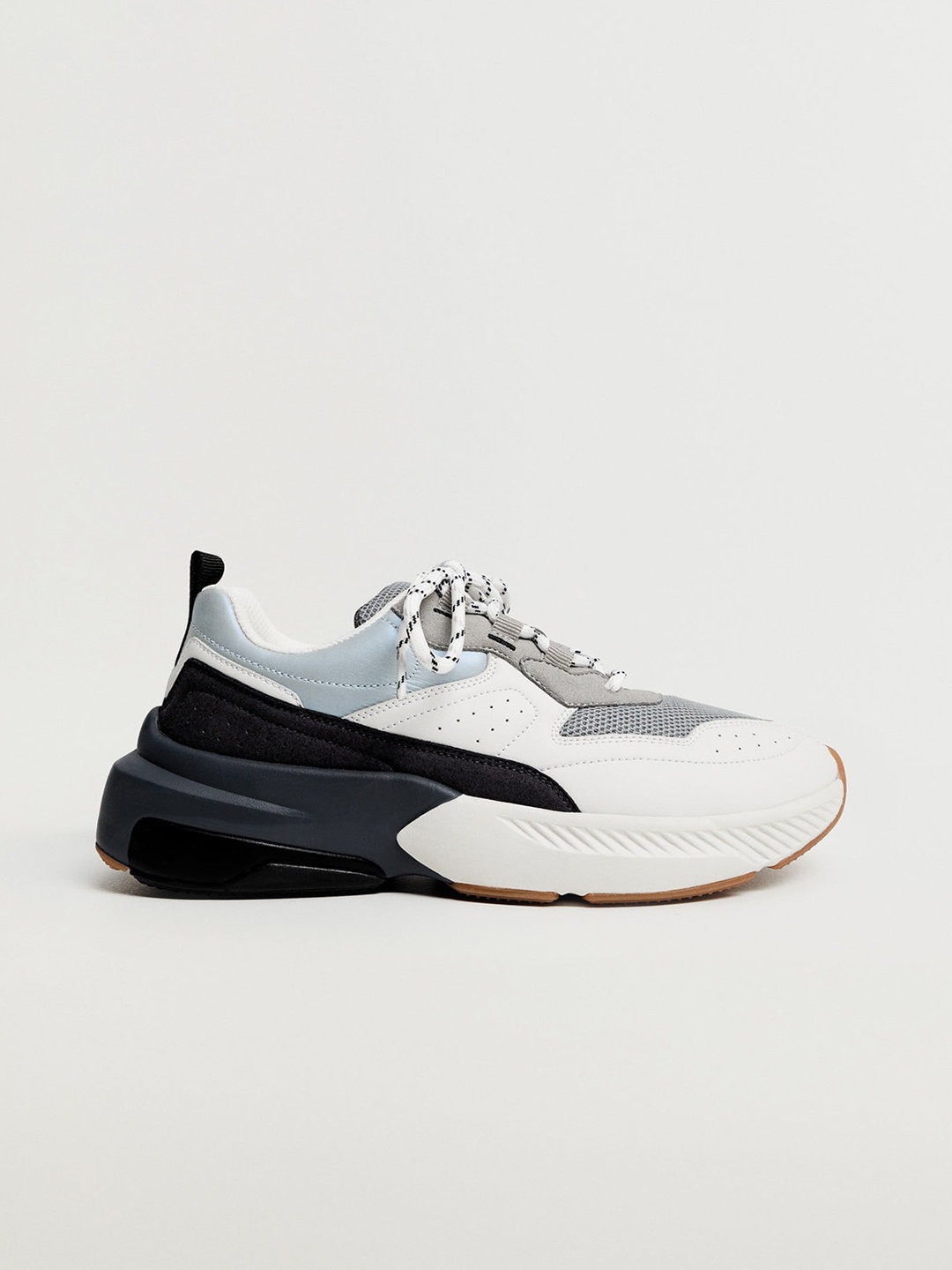 

MANGO Women White & Grey Colourblocked Sneakers